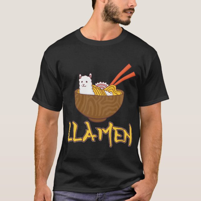 Lla Japanese Ra Noodles Alpaca Kawaii Llama T-Shirt (Vorderseite)