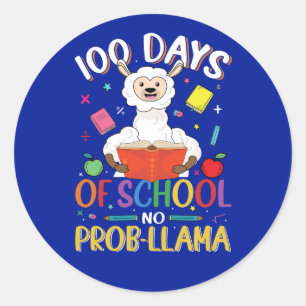 Llama 100 Days School Classic Round Sticker