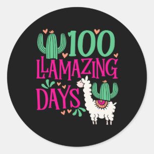 Llama 100 Llamazing Days of School - Niedliche Mäd Runder Aufkleber
