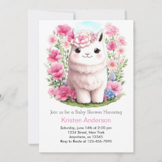 Llama Adventure erwartet Pink Girl Baby Shower Einladung
