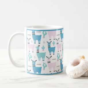 Llama Alapaca Animal Blue Pink Animals Kaffeetasse