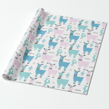 Llama Alapaca Blue Pink Baby Dusche Geburtstag