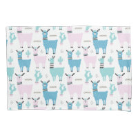 Llama Alapaca Tiermuster Blaue rosa Tiere