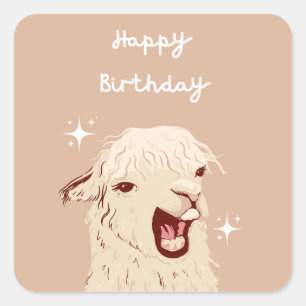 Llama Alles Gute zum Geburtstag Quadratischer Aufkleber