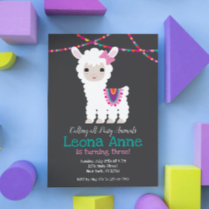 Llama Alpaca Einladung zum Geburtstag