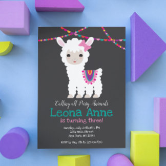 Llama Alpaca Einladung zum Geburtstag