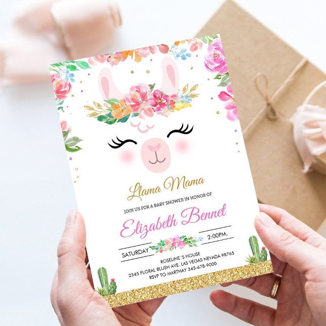 Llama Alpaca Fiesta Cactus Baby Shower Einladung (Von Creator hochgeladen)