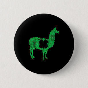 Llama Alpaca Geschenk St Patricks Tag Shamrock Clo Button