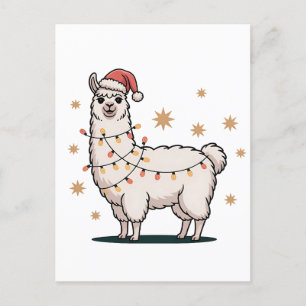 Llama Alpaca mit Weihnachtsmannmütze und Weihnacht Feiertagspostkarte