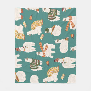 Llama Alpaca Sweater Nahtloses Muster. Fleecedecke