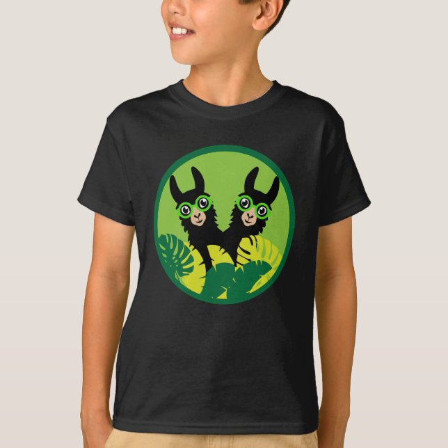 Llama Alpaca Twin Boy Brothers T-Shirt (Vorderseite)