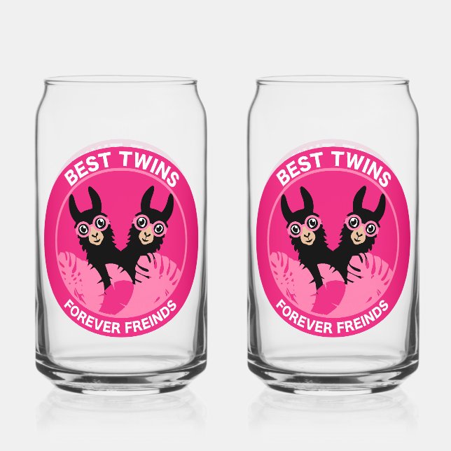 Llama Alpaca Twin Girl Dosenglas (Vorderseite)