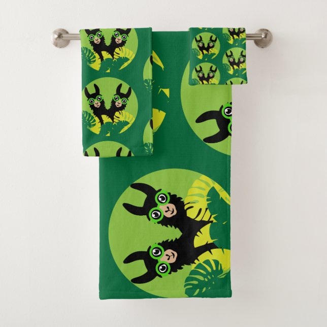 Llama Alpaca Twins Badhandtuch Set (Insitu)