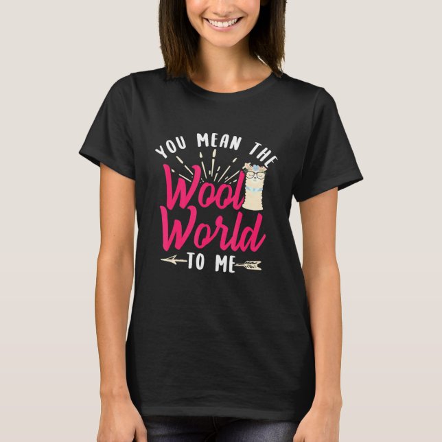 Llama Alpaca Wool World Design T-Shirt (Vorderseite)
