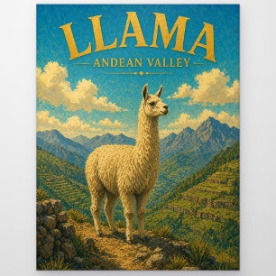 Llama Alpaka Anden-Tal Aquarell GeoSaga Postkarte