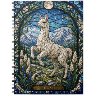 Llama / Alpaka Hochplateau Illumina Buntglas Notizblock