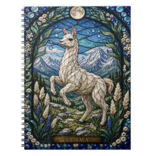 Llama / Alpaka Hochplateau Illumina Buntglas Notizblock