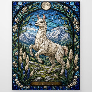 Llama / Alpaka Hochplateau Illumina Buntglas Postkarte