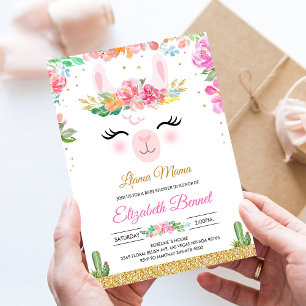 Llama Alpaka Kaktus Fiesta Babyparty-Einladung Einladung
