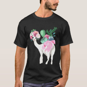 Llama Alpaka Kaktus Krone Blumen Cute Floral Nove T-Shirt