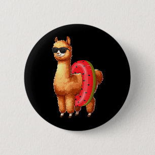 Llama Alpaka Liebhaber Schwimmen ol Party Schwimme Button