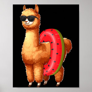Llama Alpaka Liebhaber Schwimmen ol Party Schwimme Poster