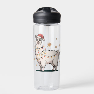 Llama Alpaka mit Weihnachtsmannmütze und Weihnacht Trinkflasche