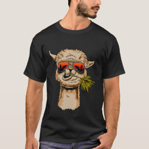 Llama Alpaka Sonnenbrille Cool Lama Rama Tier Id T-Shirt
