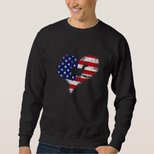 Llama Amerikanische Flagge Herz Usa Patriotischer  Sweatshirt