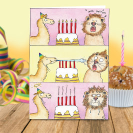 LLAMA AND LION Grußkarte von Nicole Janes Karte