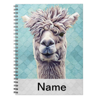 Llama Art Personalisierter Name Farbe Notizblock