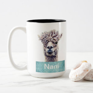 Llama Art Personalisierter Name Farbe Zweifarbige Tasse