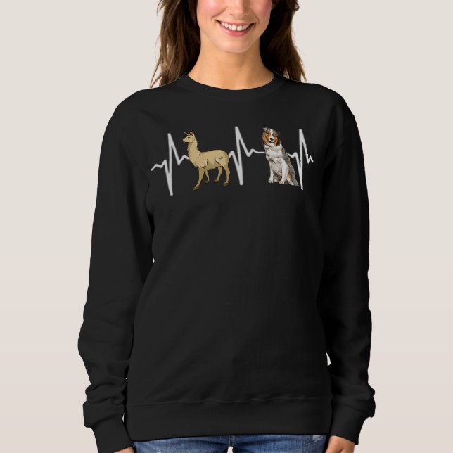 Llama Australian Shepherd Heartbeat Dog Sweatshirt (Vorderseite)