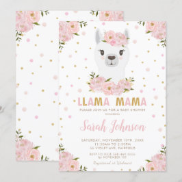 Llama Baby Dusche Blush Floral Einladung