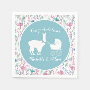 Llama Baby Dusche Niedlich Blue Boy Serviette