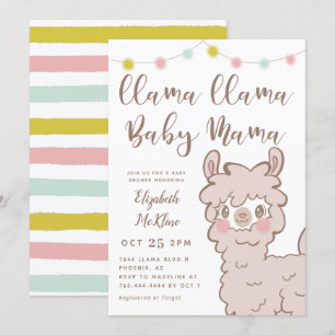 Llama Baby Mama Gender Neutral Dusche Einladung