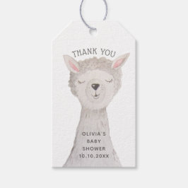 Llama-Baby-Party Danke | Aquarell-Alpaka Geschenkanhänger