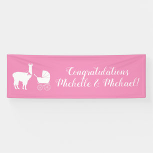 Llama-Baby-Party Süße Rosa Mädchen Banner