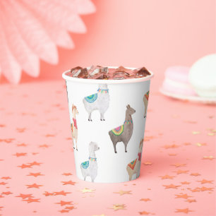 Llama-Baby-Party   Wasserfarbe Boho-Alpaka-Tier Pappbecher
