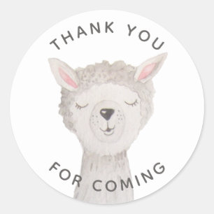 Llama Baby Shower Danke Süßes Alpaka Tier Runder Aufkleber