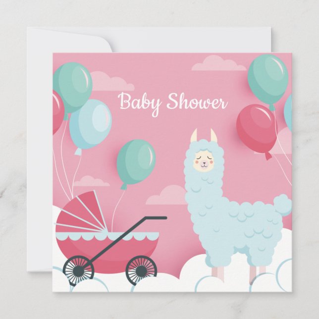 Llama Baby Shower Einladung (Vorderseite)