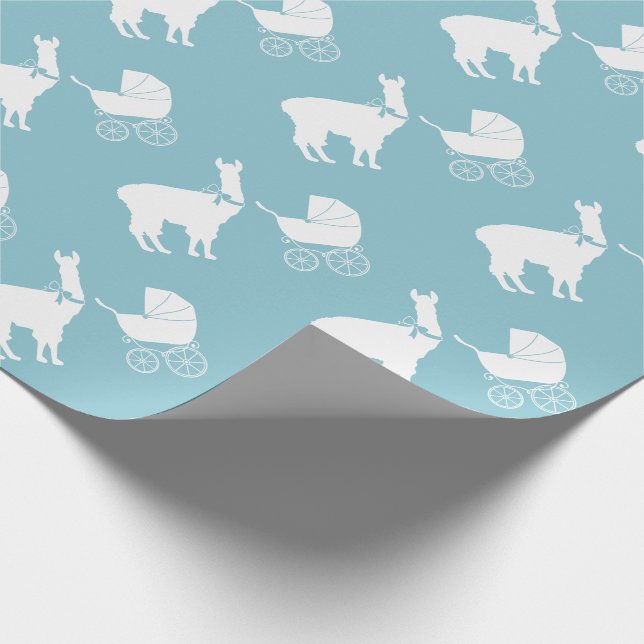Llama Baby Shower Niedlich Blue Boy Geschenkpapier (Ecke)