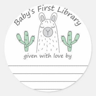 Llama Baby's erste Bibliothek Buchzeichen Rundaufk Runder Aufkleber