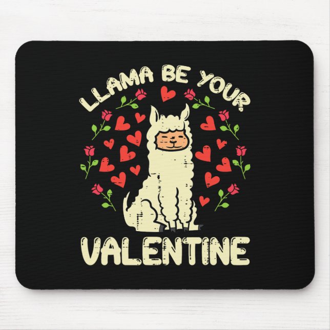 Llama be your Valentine Niedlich Alpaca Männer Fra Mousepad (Vorne)