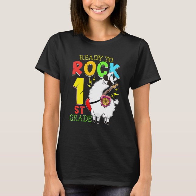 Llama bereit zum Rock First Class 1. T-Shirt (Vorderseite)