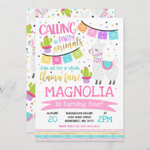 Llama Birthday Einladung Ganzes Llama Fun Party