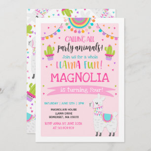 Llama Birthday Einladung Ganzes Llama Fun Party