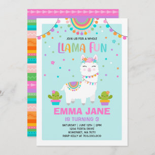 Llama Birthday Einladung Ganzes Llama Fun Party