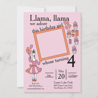 Llama Birthday Girl Einladung