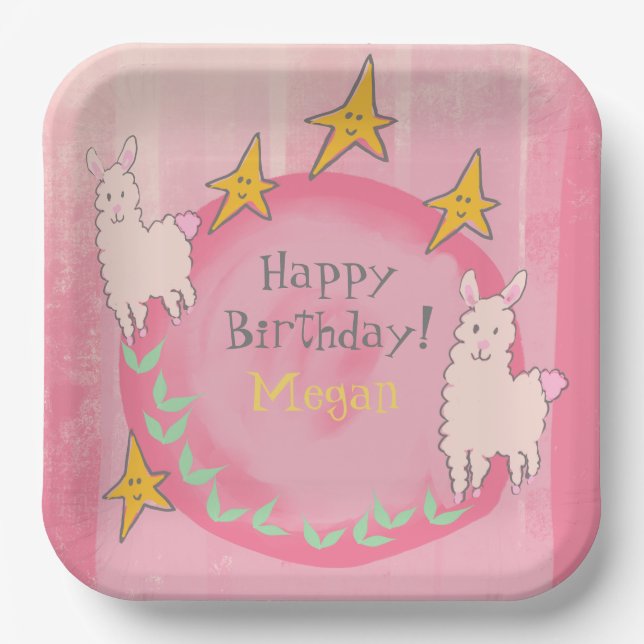 🦙 LLAMA BIRTHDAY PAPPTELLER (Vorderseite)